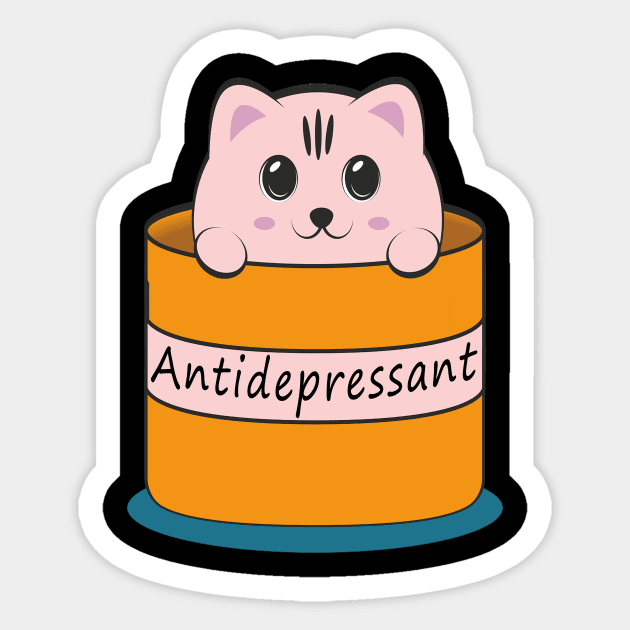 Antidepressant Cat Sticker by khalid12